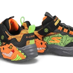 Skechers Dino-Lights Boys Black/Orange Clearance