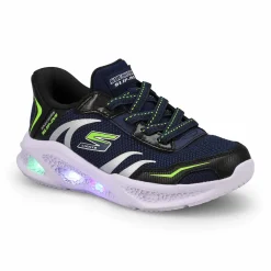 Skechers Meteor-lights Brisk-Beams Boys Navy/Black Discount