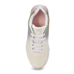 Skechers Uno Lite Goldcrown Rainbow Foil Heart Girls Clearance